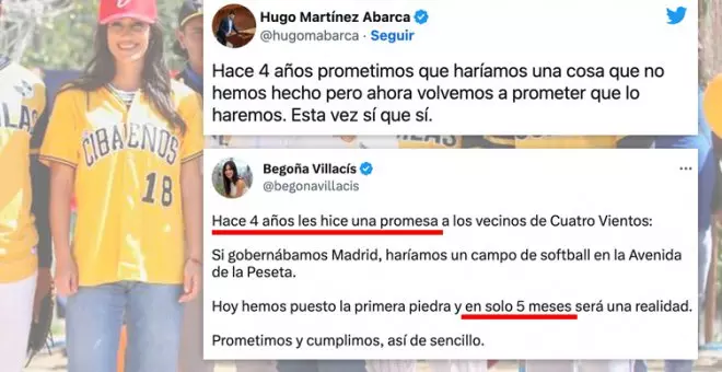 "Jactarse de tardar cuatro años en poner la primera piedra. Sólo en España": el acto de Villacís a bombo y platillo en un campo de sóftbol