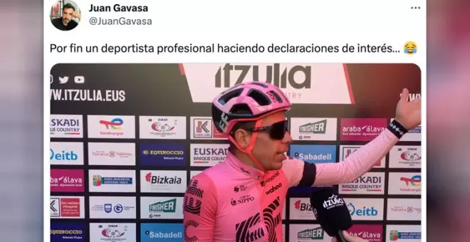 "Todo bajando, huevón": la desternillante queja sin filtros de un ciclista en la Itzulia