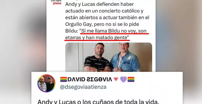 Andy y Lucas dicen que no tocarían para Bildu porque "han matado gente" y les llueven las críticas: "Cuñaos de toda la vida"