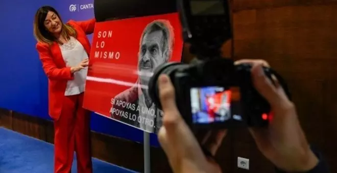 La cara de Revilla y Sánchez con el mensaje 'Son lo mismo': Así serán los carteles lenticulares del PP