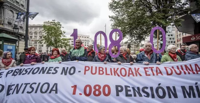 Miles de pensionistas se manifiestan en Euskadi y Navarra por la pensión de 1.080 euros