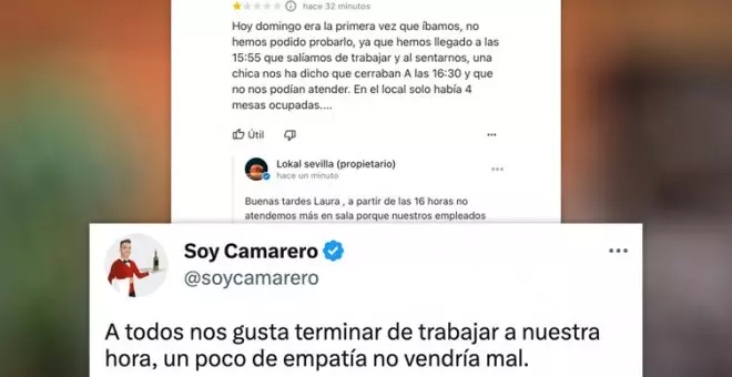 La lección de un hostelero a quienes no entienden que hay que respetar el horario de los trabajadores