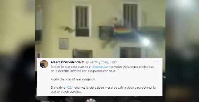 Arrancan las banderas LGTBI+ del Ayuntamiento de Albaida, en València, y colocan la franquista