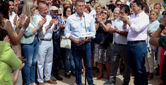 Sánchez se ausenta de la campaña y Feijóo se presenta como "un hombre de pueblo"