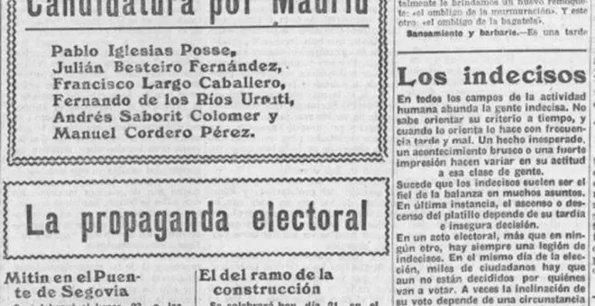 Recomendaciones socialistas en tiempos de elecciones: el caso español en 1923