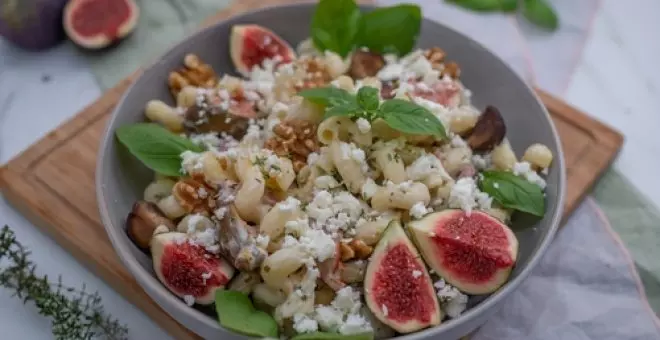 Pato confinado - Receta de ensalada de pasta con higos, pistachos y queso