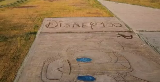 El artista Dario Gambarin convierte un campo de cultivo en un retrato gigante del Pato Donald