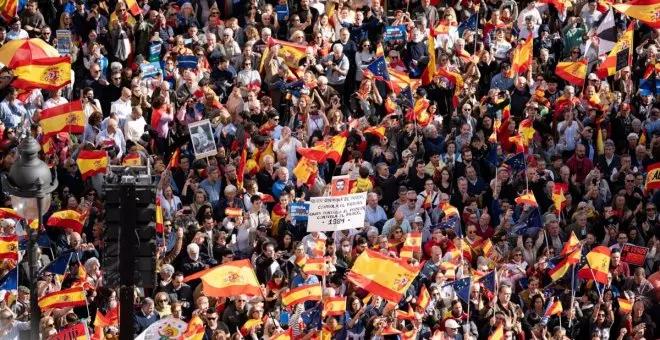 Decenas de miles de manifestantes marchan contra la amnistía en las protestas del PP a las que se une Vox