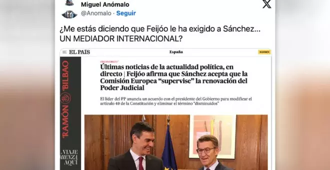 Choteo con la mediación exigida por Feijóo para renovar el CGPJ: "Es el mayor meme que ha tenido la política de este país"