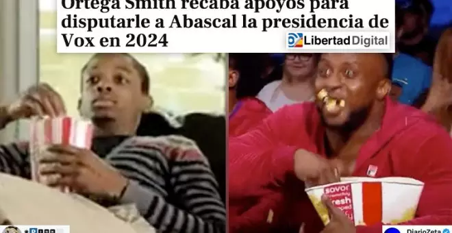 El titular sobre la batalla entre Ortega Smith y Abascal por liderar Vox, analizado en tuits: "Voy preparando palomitas"