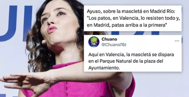 No es 'El Mundo Today', es Ayuso bromeando con los patos y la mascletà (pero no olvides las residencias)