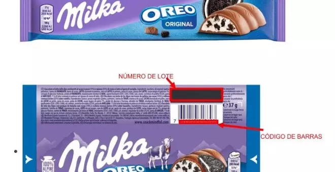 Alerta por presencia de fragmentos de plástico en una barrita de chocolate de Milka