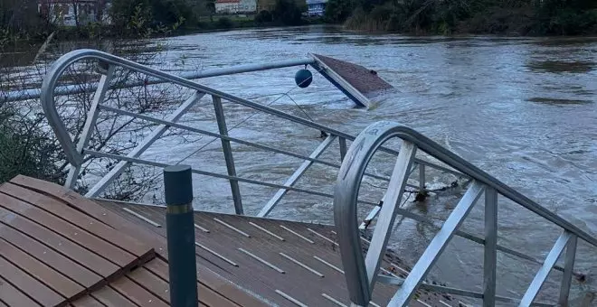 El pantalán de Oruña sufre daños "importantes" por la crecida del río Pas