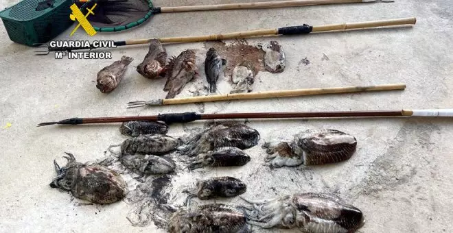 Sorprendidos cuatro pescadores furtivos con 12 cachones y cuatro cabrachos