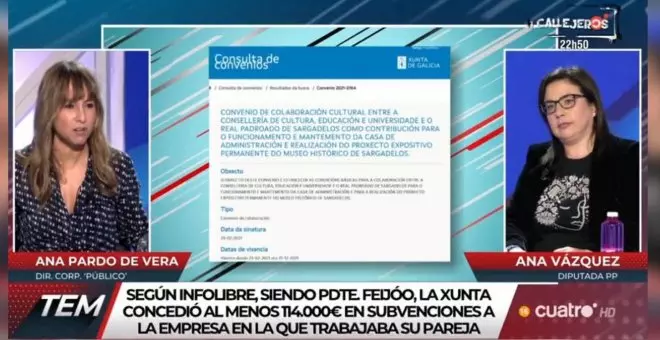 Una diputada del PP ataca a Ana Pardo de Vera con su hermana por mencionar una información de 'Público' sobre Feijóo