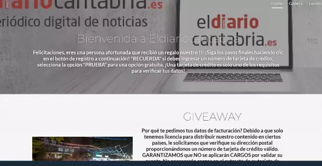 Eldiariocantabria.es sufre una suplantación de identidad con el objetivo de estafar a los usuarios y lectores de redes sociales