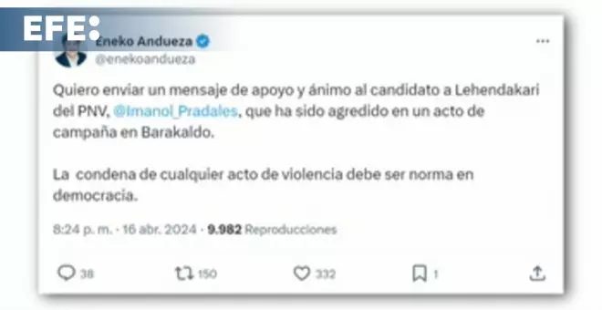 Andueza condena la agresión a Pradales