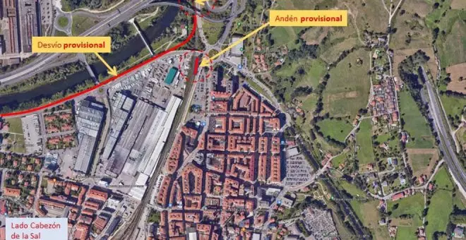 Adif proyecta un andén para el servicio ferroviario durante las obras del soterramiento de Torrelavega