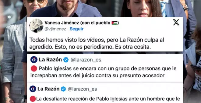 "Esto no es periodismo, es otra cosita": críticas al titular de 'La Razón' sobre las amenazas e insultos a Iglesias y Montero