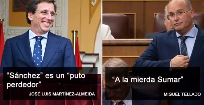 Del "puto perdedor" de Almeida al "a la mierda Sumar" de Tellado: la elegancia del PP que ni está ni se la espera