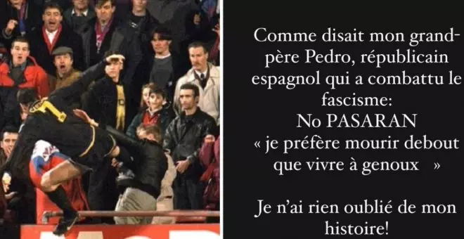 Éric Cantona le para los pies a la extrema derecha francesa con un lema republicano de la guerra civil española