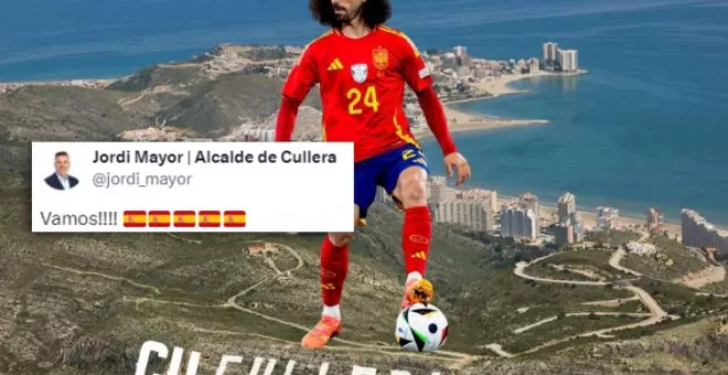 El alcalde de Cullera triunfa con un montaje de uno de los jugadores de moda durante el partido entre España y Francia