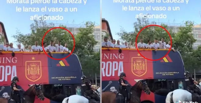 El vídeo viral de Morata lanzando un vaso a un aficionado durante la celebración de la Eurocopa