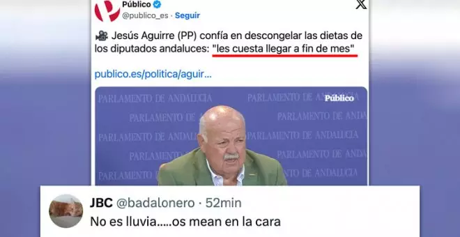 "Tiene que ser coña": incredulidad con las palabras de Jesús Aguirre sobre que a los diputados "les cuesta llegar a fin de mes"