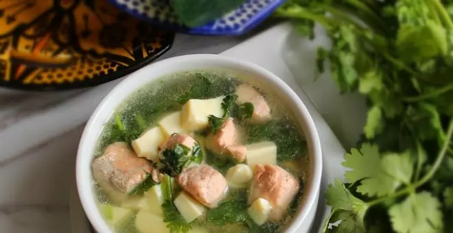 Pato confinado - Receta de sopa de salmón y cilantro