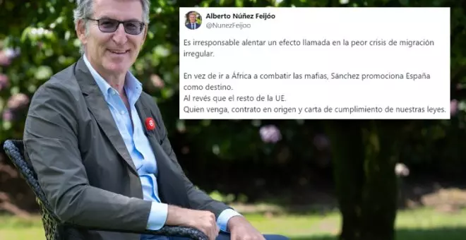 Feijóo suelta una sarta de trolas sobre Sánchez y la migración y le llueven las críticas: "Hoy se ha vuelto a levantar con la pierna extrema derecha"