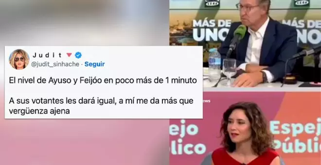 El discurso nivel subsuelo de Ayuso y Feijóo retratado en poco más de un minuto: "Viven de la mentira"