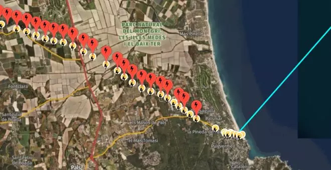 Oposició frontal de Salvem la Platja de Pals al parc eòlic marí del golf de Roses que preveu la línia d'evacuació pel municipi