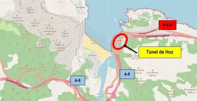 Las obras del túnel de Hoz afectarán al tráfico de la A-8 desde el próximo lunes