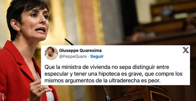 Críticas a la ministra de Vivienda por tirar del argumento del chalet de Iglesias y Montero: "Te lo firma alguien del PP y no te mueve ni una coma"