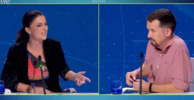 Macarena Olona embarra el debate en '59 segundos' y Pablo Iglesias la frena en seco: "TVE debería hacerse mirar traer esta basura política"