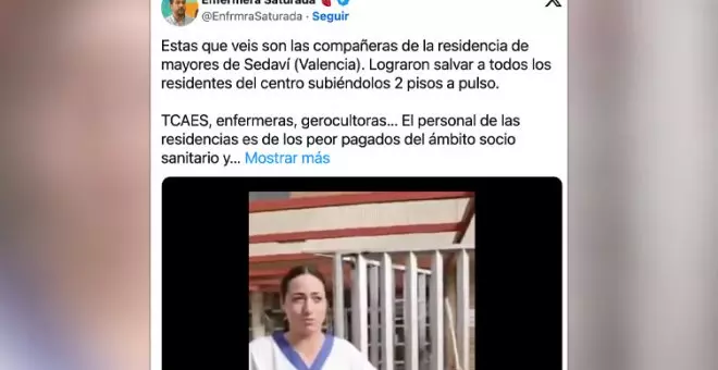 Aplausos a las trabajadoras de la residencia de Sedaví que salvaron a los 124 ancianos en la DANA: "No ha sido un milagro, han sido diez mujeres"