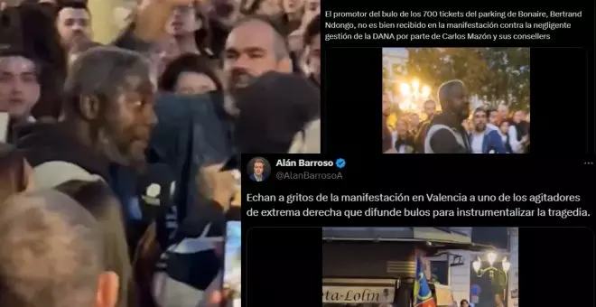 "¡Fuera, fascistas, de nuestras calles!": las gentes de València expulsan al agitador Bertrand Ndongo de la manifestación contra Mazón